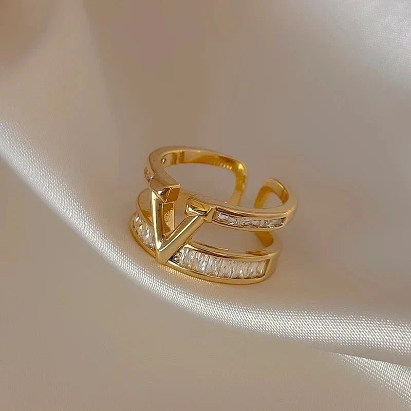 Layered "V" Diamond Ring