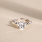 S925 3CT Elegant Oval Set Moissanite Accented Band Ring