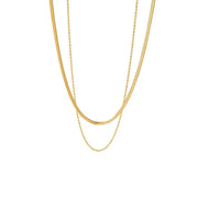 18k Layered Herringbone & Rope Chain Necklace