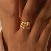 18k Multi Layered Triple Diamond Rings