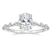 S925 3CT Elegant Oval Set Moissanite Accented Band Ring
