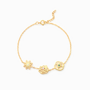 Dainty Birth Flower & Birthstone Bracelet