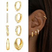 8pc Classic Huggie Hoop Earrings Set