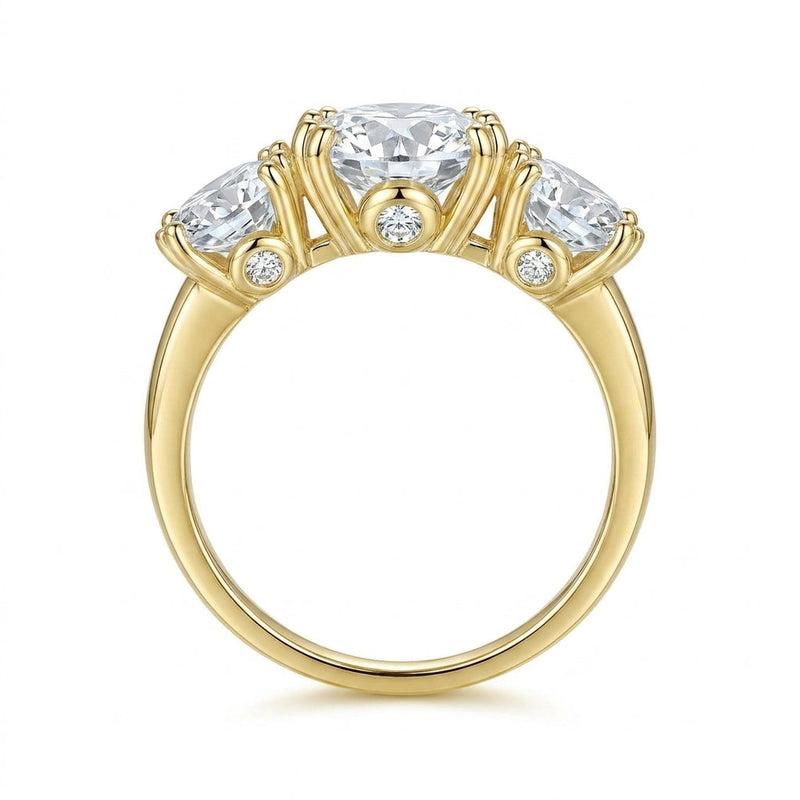 4CT 3 Moissanite Stone Set Ring