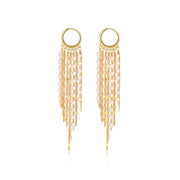 14k Tassel Chain Hoop Earrings