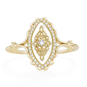 CZ Halo Accented Mother of Pearl Ring
