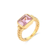 Chunky Cross Striped Baguette Diamond Ring