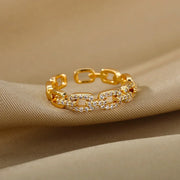 Adjustable Diamond Chain Link Ring