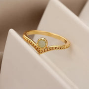 Vintage Inspired Opal Crown Point Ring