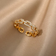 Adjustable Diamond Chain Link Ring