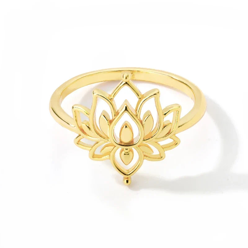 Dainty Lotus Flower Outline Ring