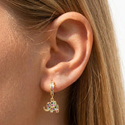 Dainty Colorful Diamond Elephant Outline Earrings