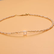 Dainty Stone Beaded Initial Necklace