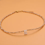 Dainty Stone Beaded Initial Necklace