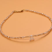Dainty Stone Beaded Initial Necklace
