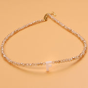Dainty Stone Beaded Initial Necklace