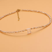 Dainty Stone Beaded Initial Necklace