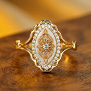CZ Halo Accented Mother of Pearl Ring