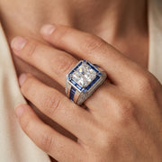 Radiant Cut Sapphire Accented Ring