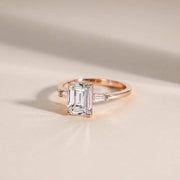 Emerald Cut Diamond Accented Ring