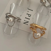S925 Layered Antique Inspired Pearl Ring