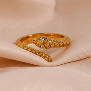Diamond Eye Snake Wrap Around Ring