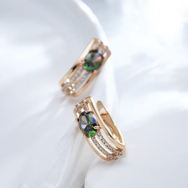 C Shaped Diamond Accented Centerpiece Earrings