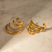 18k Quad Half Hoops Stud Earrings