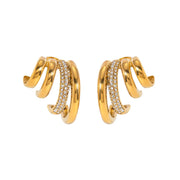 18k Quad Half Hoops Stud Earrings
