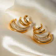 18k Quad Half Hoops Stud Earrings