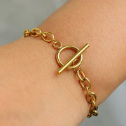 Classy Paperclip Circle Bar Clasp Bracelet