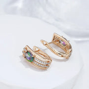 C Shaped Diamond Accented Centerpiece Earrings