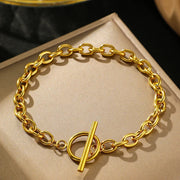 Classy Paperclip Circle Bar Clasp Bracelet