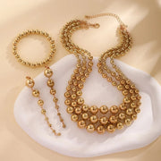 Bold Triple Stack Dangle Earrings, Necklace, Bracelet Set