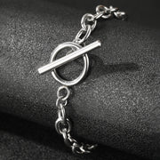 Classy Paperclip Circle Bar Clasp Bracelet