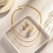 18k Dainty Classic Three Layer Necklace Stack