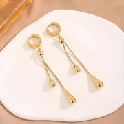 Adjustable Pull Droplet Lariat Necklace and Earrings