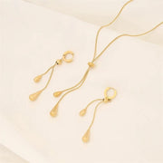 Adjustable Pull Droplet Lariat Necklace and Earrings