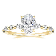 S925 3CT Elegant Oval Set Moissanite Accented Band Ring