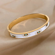 Classy Evil Eye White Enamel Bangle Bracelet