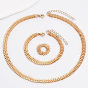Classy Fishbone Necklace, Bracelet, and Ring Set