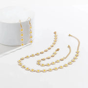 Dainty Floral Daisy Choker Necklace, Bracelet, and Earrings Set