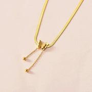 Dainty Herringbone Butterfly Dangle Necklace