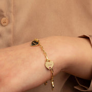 Dainty Name & Birthstone Heart Charm Paperclip Bracelet