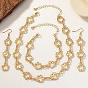 Dainty Open Clover Choker Necklace, Bracelet, Earring Set