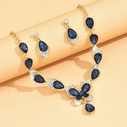 Diamond Gem Set Butterfly Necklace and Earring Set