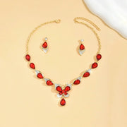 Diamond Gem Set Butterfly Necklace and Earring Set