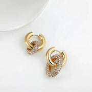 Dual Diamond Circle Huggie Earrings
