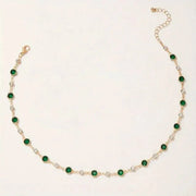 Emerald and Diamond Spaced Choker Necklace