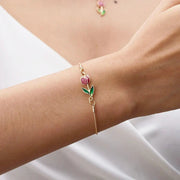 Feminine Floral Tulip Bracelet and Necklace Set